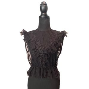 Black lace see thru blouse
